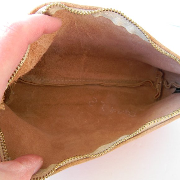 NWOT Portland Leather Goods  LEATHER UTILITY ZIP POUCH BAG TANGERINE ORANGE - Picture 4 of 5